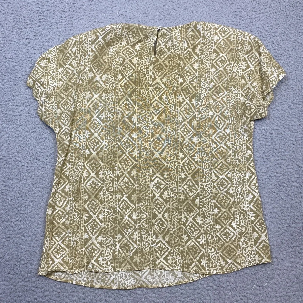 Carole Little Shirt Womens Petites Medium Geometric Print Blouse Top Boho‎